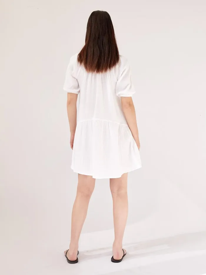 Women Paper Bag Mini Dress White The UNDONE Dresses