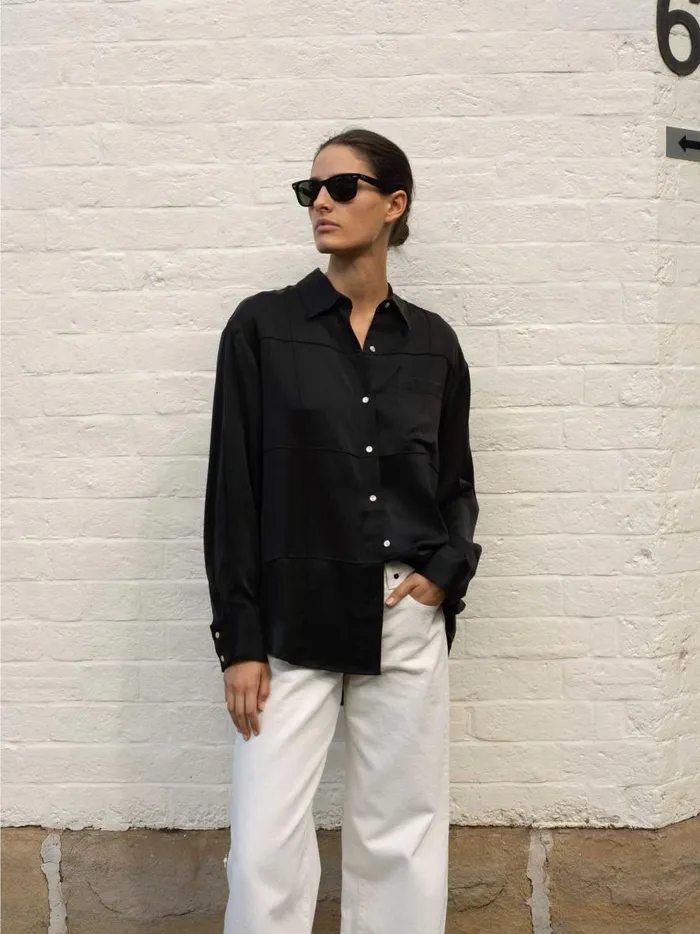 Women Pierre Shirt Black The UNDONE Tops