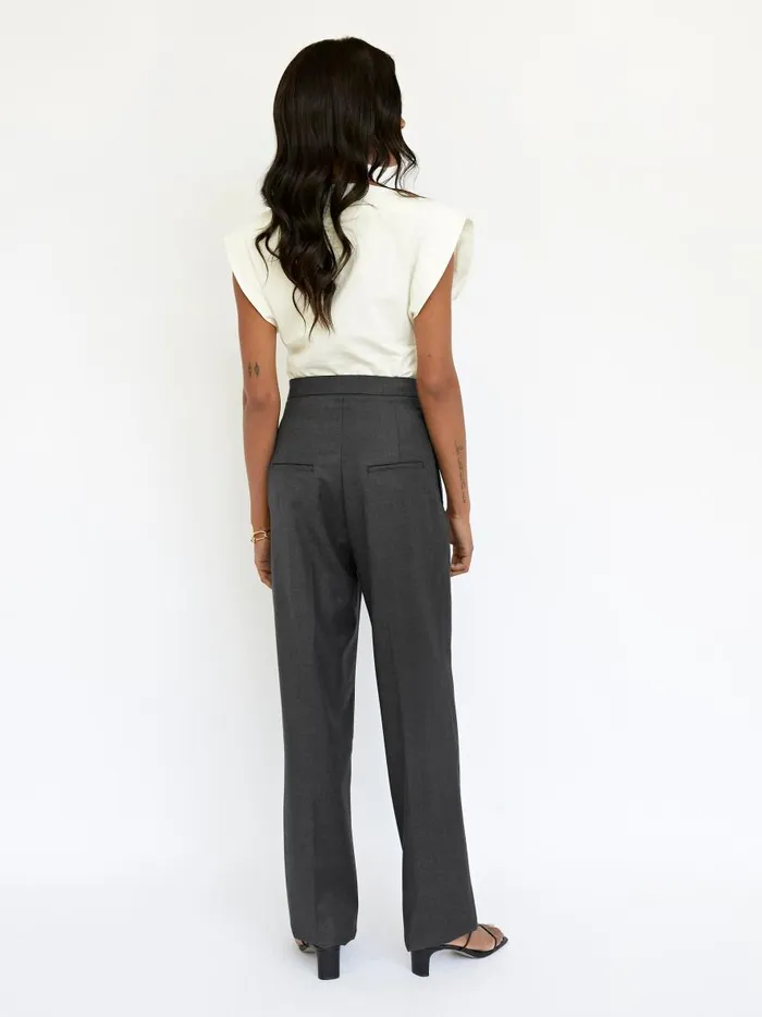 Women Pinstitch Detail Trouser Dark Grey The UNDONE Pants