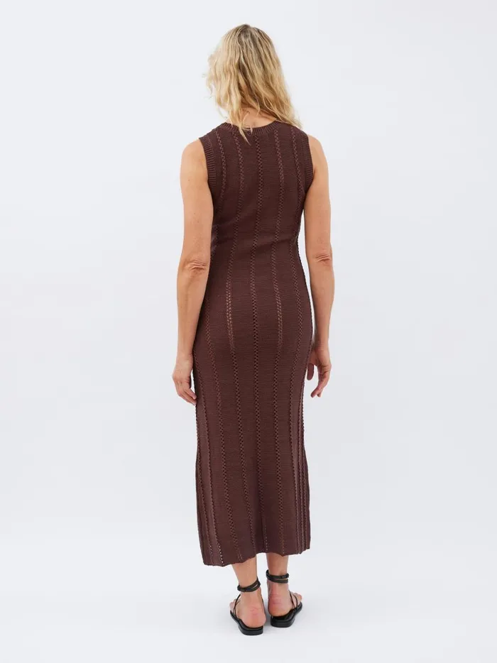 Women Pointelle Maxi Dress Brown The UNDONE Dresses Women Pointelle Maxi Dress Brown The UNDONE Dresses