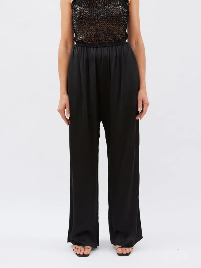 Women Relaxed Satin Pant Black The UNDONE Pants