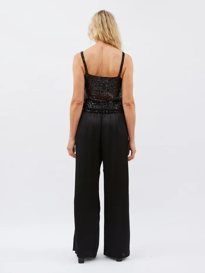 Women Relaxed Satin Pant Black The UNDONE Pants