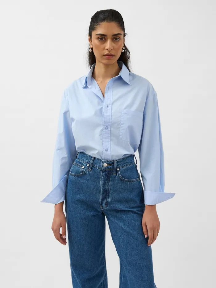 Women Relaxed Shirt Powder Blue The UNDONE Maternity