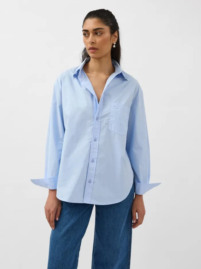 Women Relaxed Shirt Powder Blue The UNDONE Maternity