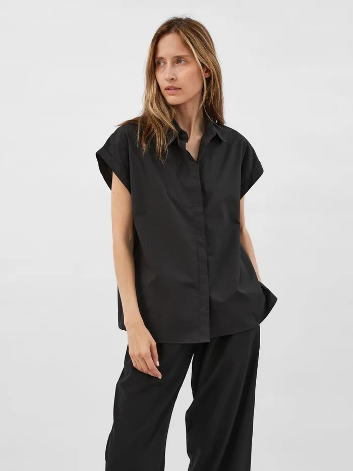 Women Relaxed Sleeveless Shirt Black The UNDONE Tops