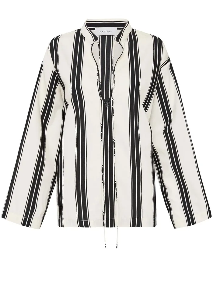 Women Relaxed Stripe Tunic Nero Stripe The UNDONE Tops