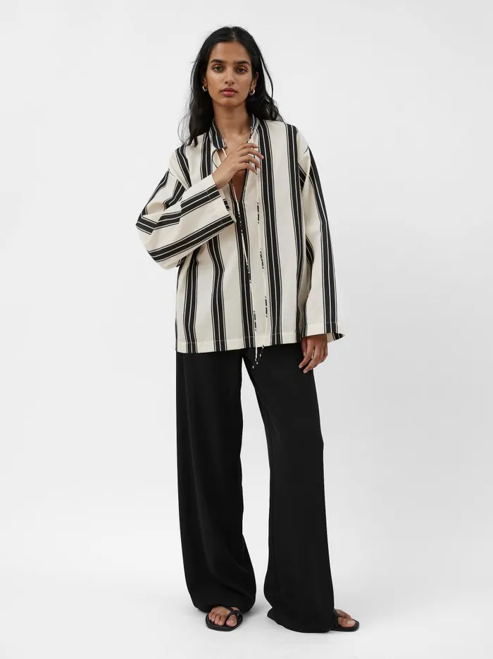 Women Relaxed Stripe Tunic Nero Stripe The UNDONE Tops