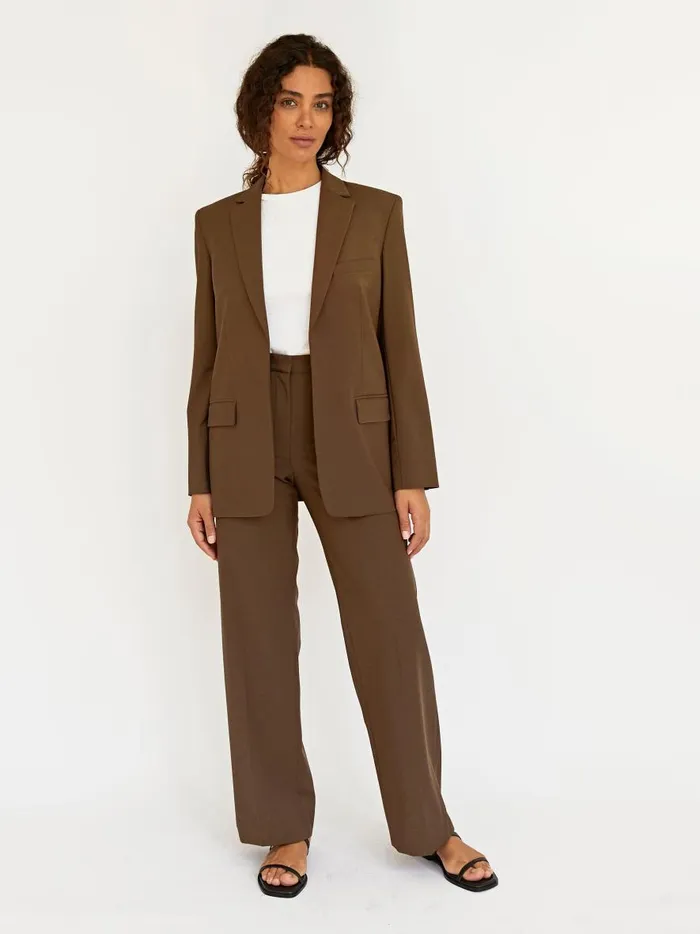 Women Relaxed Tailored Trouser Coffee The UNDONE Pants