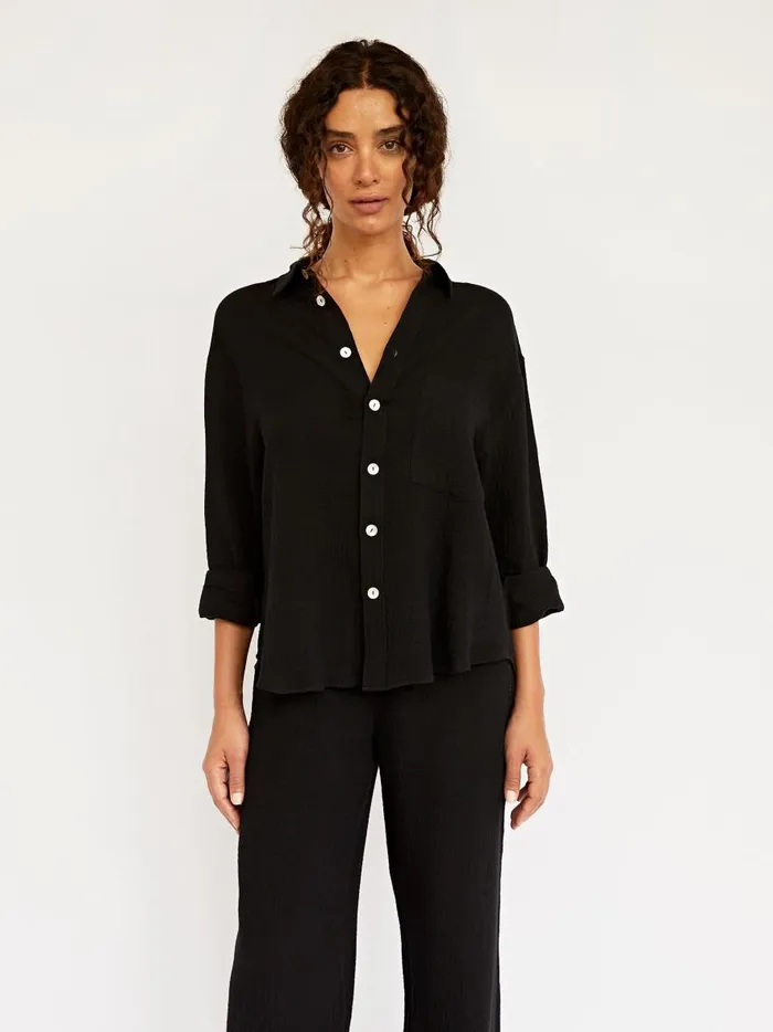 Women Resort Shirt Black The UNDONE Loungewear