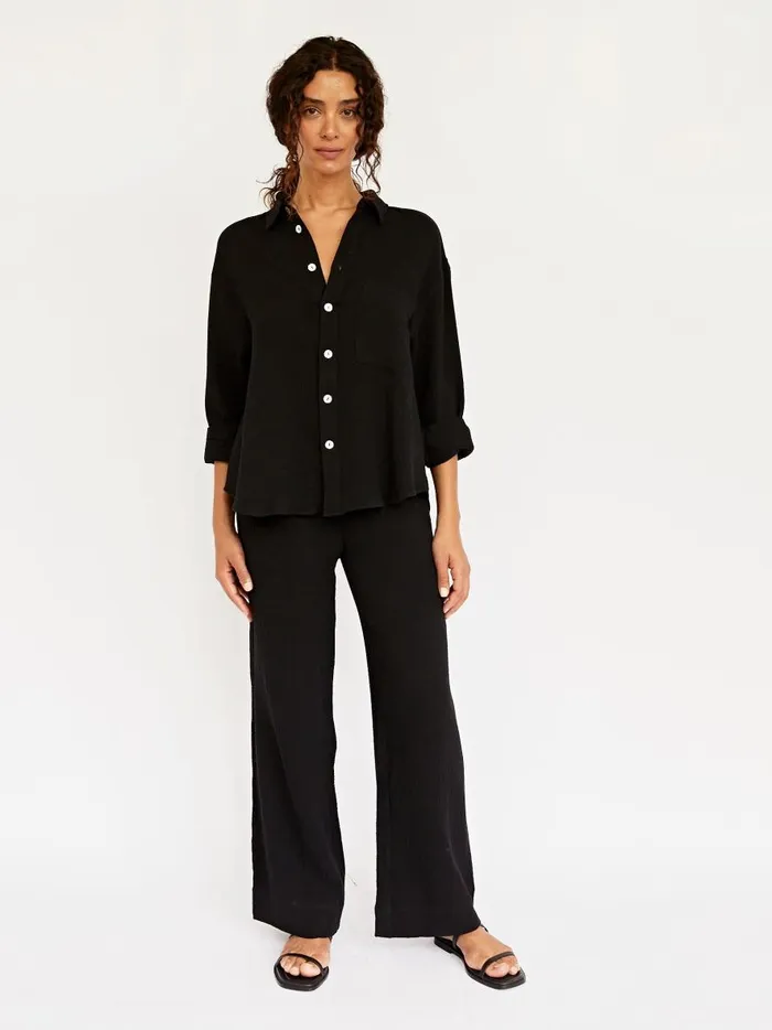 Women Resort Shirt Black The UNDONE Tops