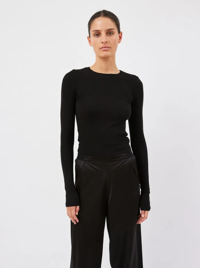Women Rib Long Sleeve Black The UNDONE Tops