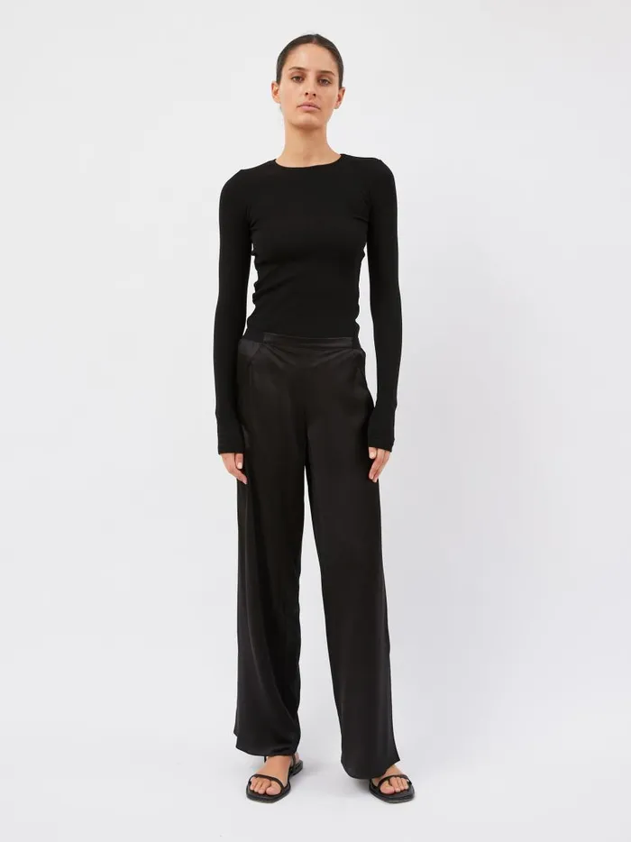 Women Rib Long Sleeve Black The UNDONE Tops