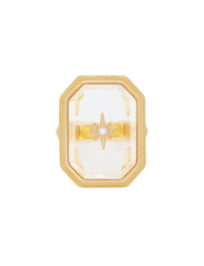Women Rings Zimmermann Crystal Signet Ring Goldtransparent Quartz