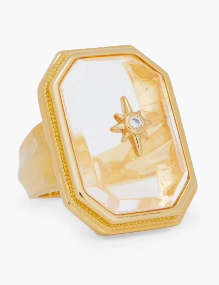Women Rings Zimmermann Crystal Signet Ring Goldtransparent Quartz