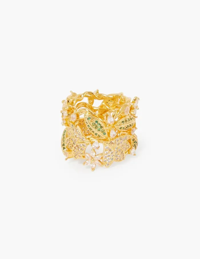 Women Rings Zimmermann Zimmermann Bloom Band Ring Goldgreen