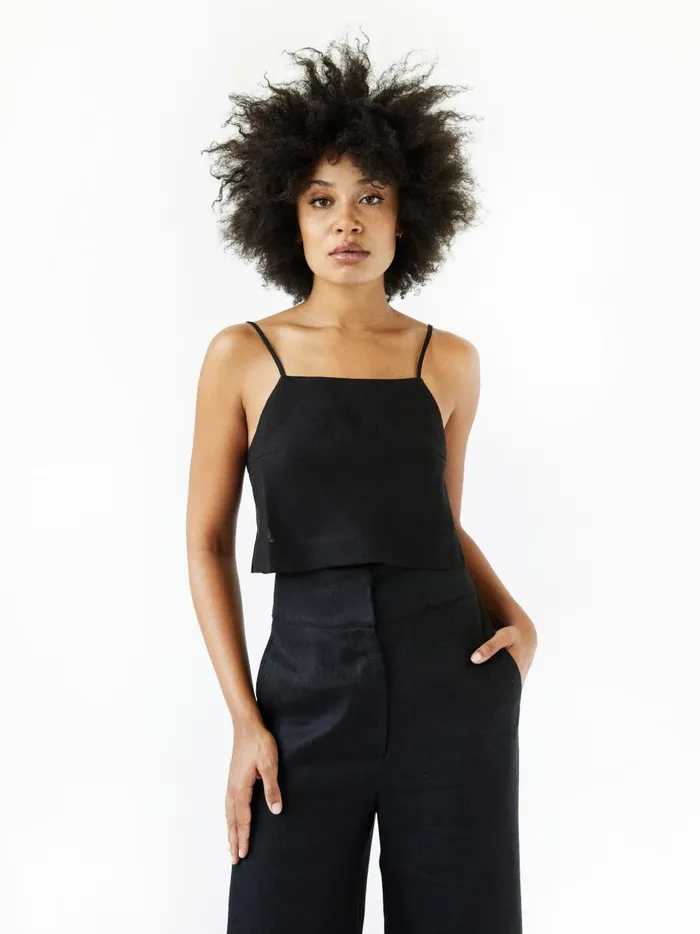 Women Rouleau Cami Top Black The UNDONE Tops