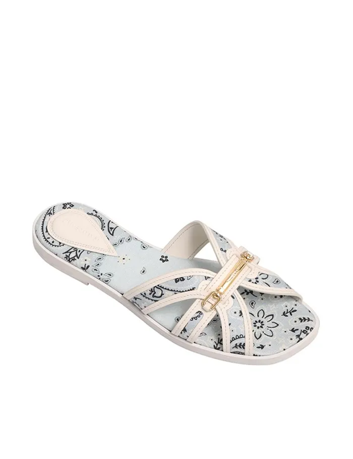 Women Sandals Zimmermann Zimmermann Prisma Slide Blue Bandana