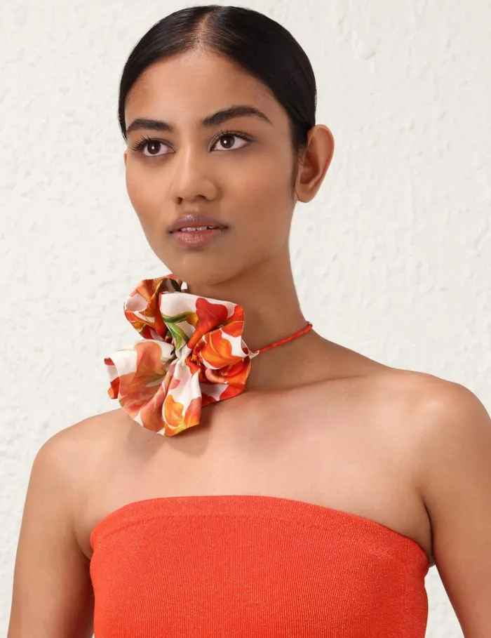 Women Scarves Zimmermann Flower Neck Scarf Red Lily