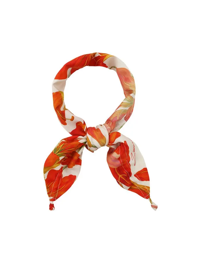 Women Scarves Zimmermann Flower Neck Scarf Red Lily