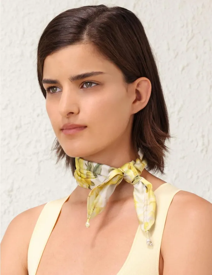 Women Scarves Zimmermann Flower Neck Scarf Yellow Peony