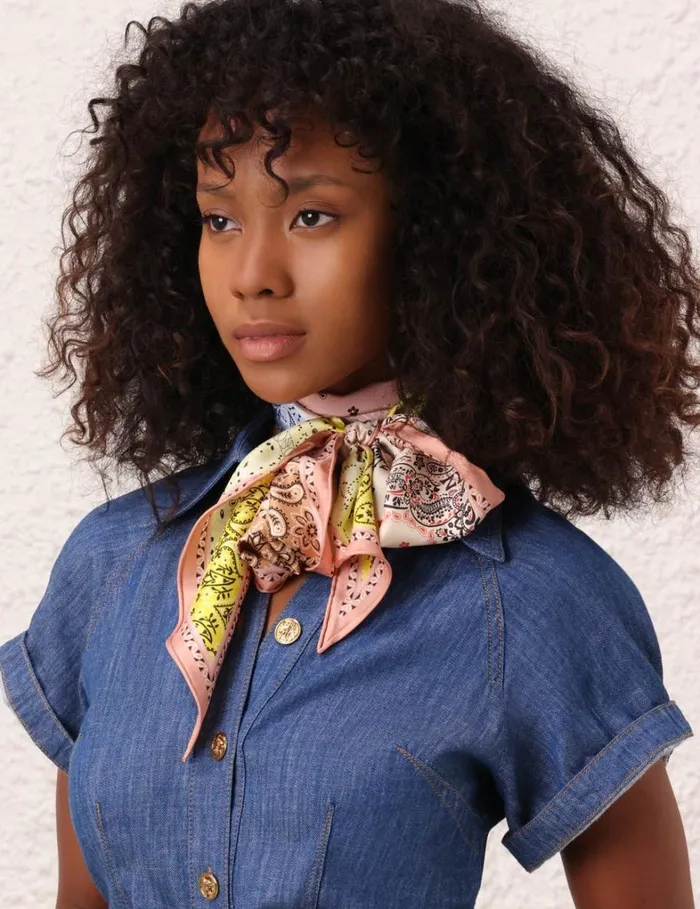 Women Scarves Zimmermann Printed Silk Neck Scarf Bandana Patch Print