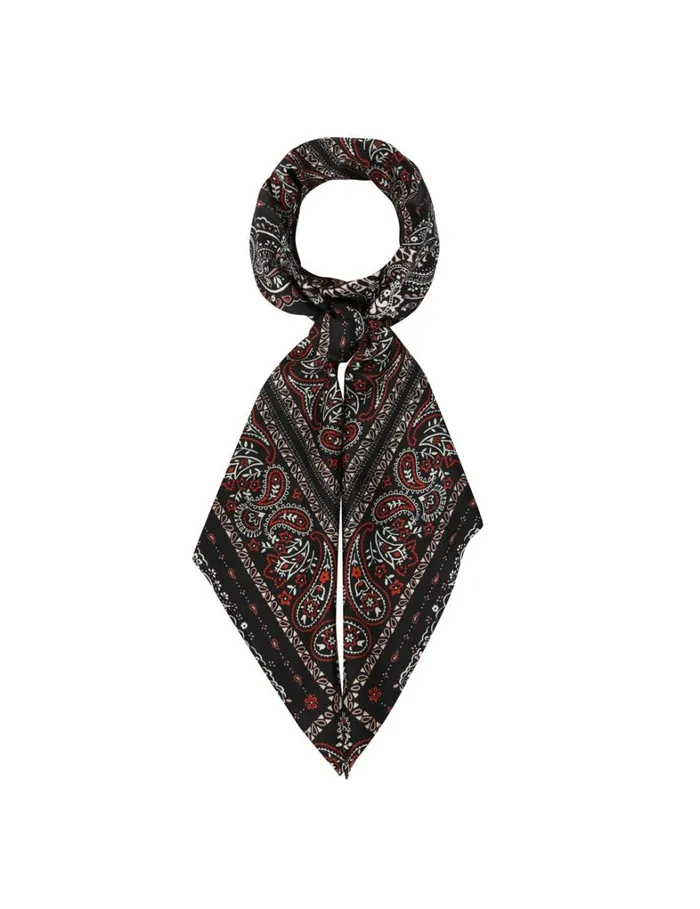 Women Scarves Zimmermann Printed Silk Neck Scarf Black Bandana