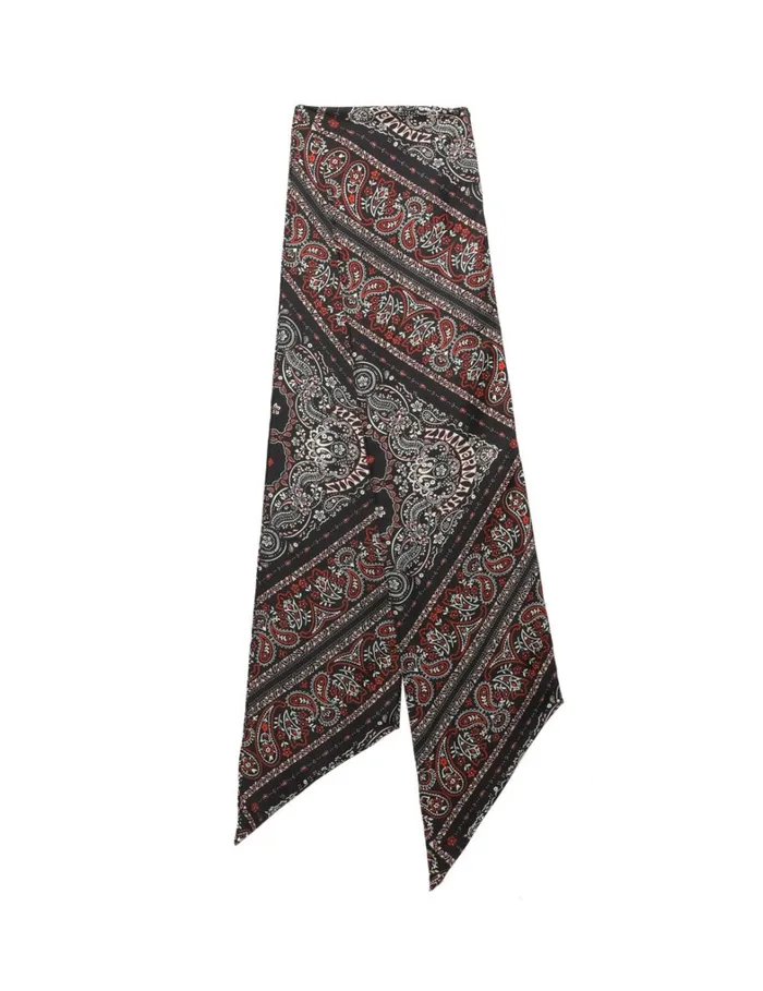 Women Scarves Zimmermann Printed Silk Neck Scarf Black Bandana