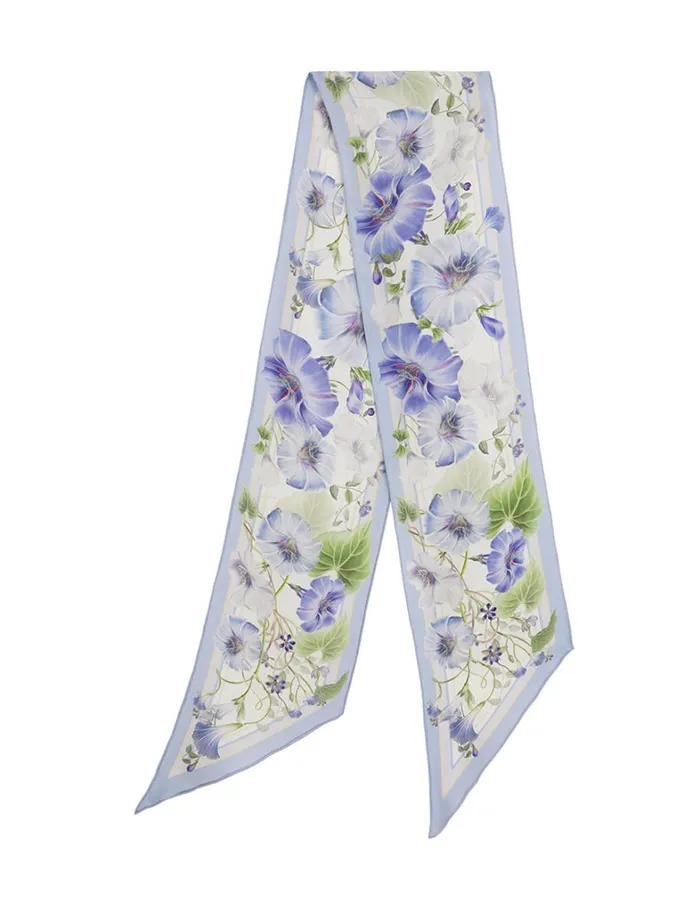 Women Scarves Zimmermann Printed Silk Neck Scarf Blue Floral