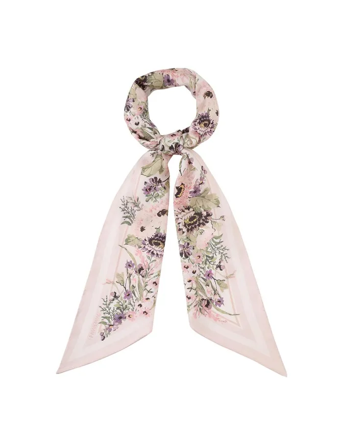 Women Scarves Zimmermann Printed Silk Neck Scarf Cream Multi Floral