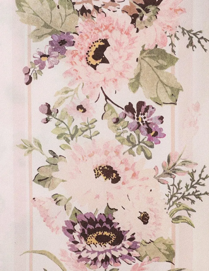 Women Scarves Zimmermann Printed Silk Neck Scarf Cream Multi Floral