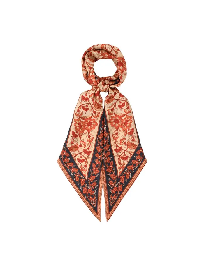 Women Scarves Zimmermann Printed Silk Neck Scarf Dark Navy Floral