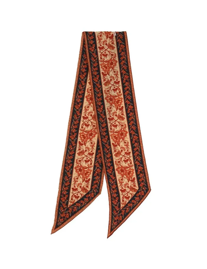 Women Scarves Zimmermann Printed Silk Neck Scarf Dark Navy Floral