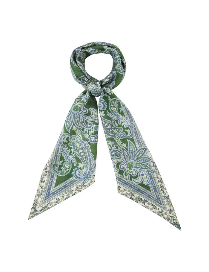 Women Scarves Zimmermann Printed Silk Neck Scarf Green Paisley