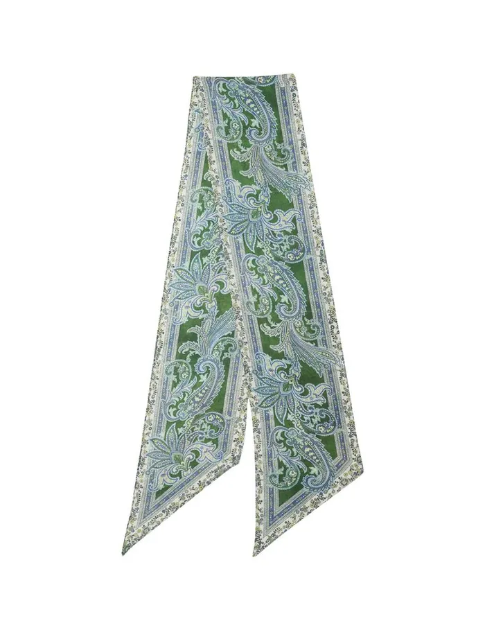 Women Scarves Zimmermann Printed Silk Neck Scarf Green Paisley