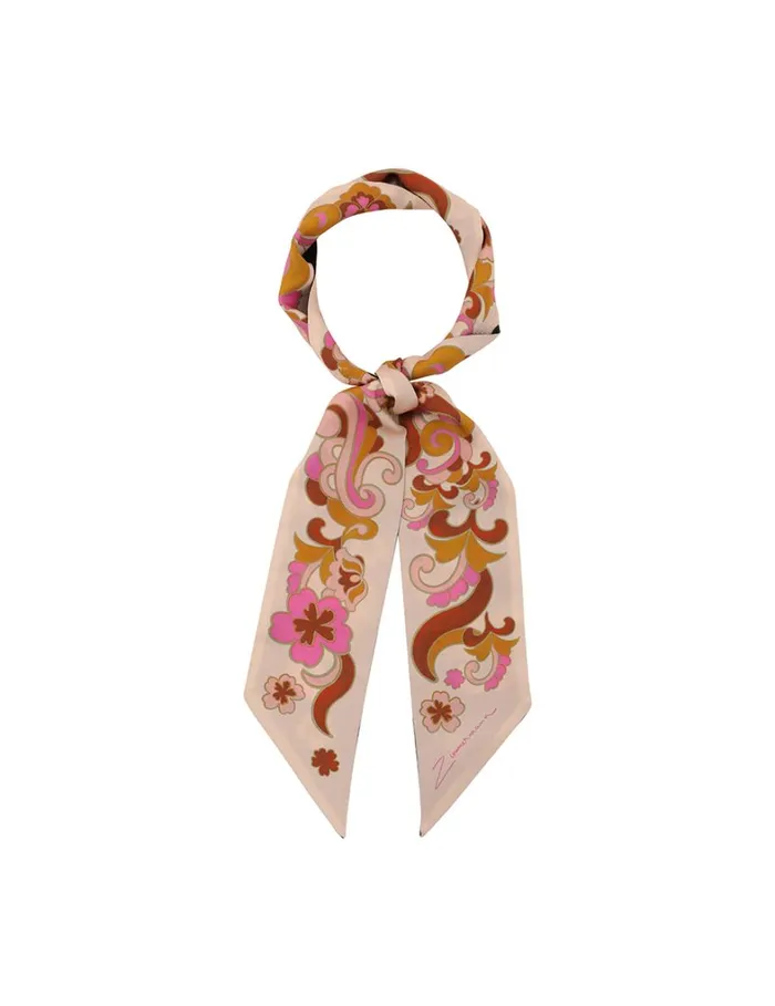 Women Scarves Zimmermann Printed Silk Ribbon Scarf Cream Paisley