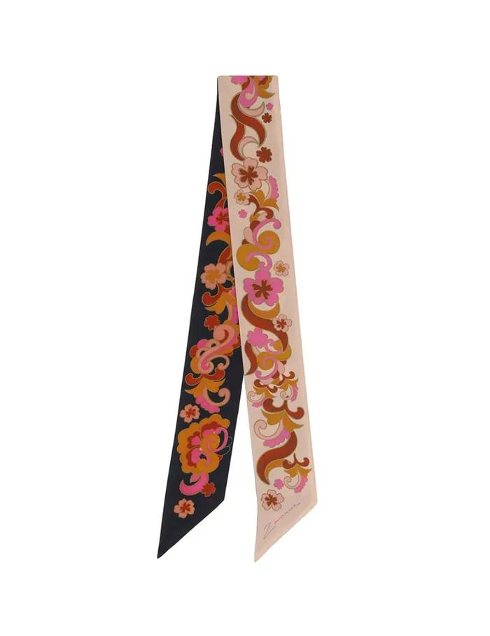 Women Scarves Zimmermann Printed Silk Ribbon Scarf Cream Paisley