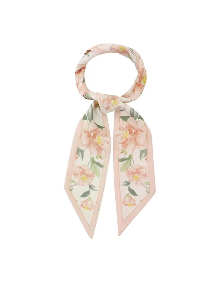 Women Scarves Zimmermann Printed Silk Ribbon Scarf Ivory Camellia