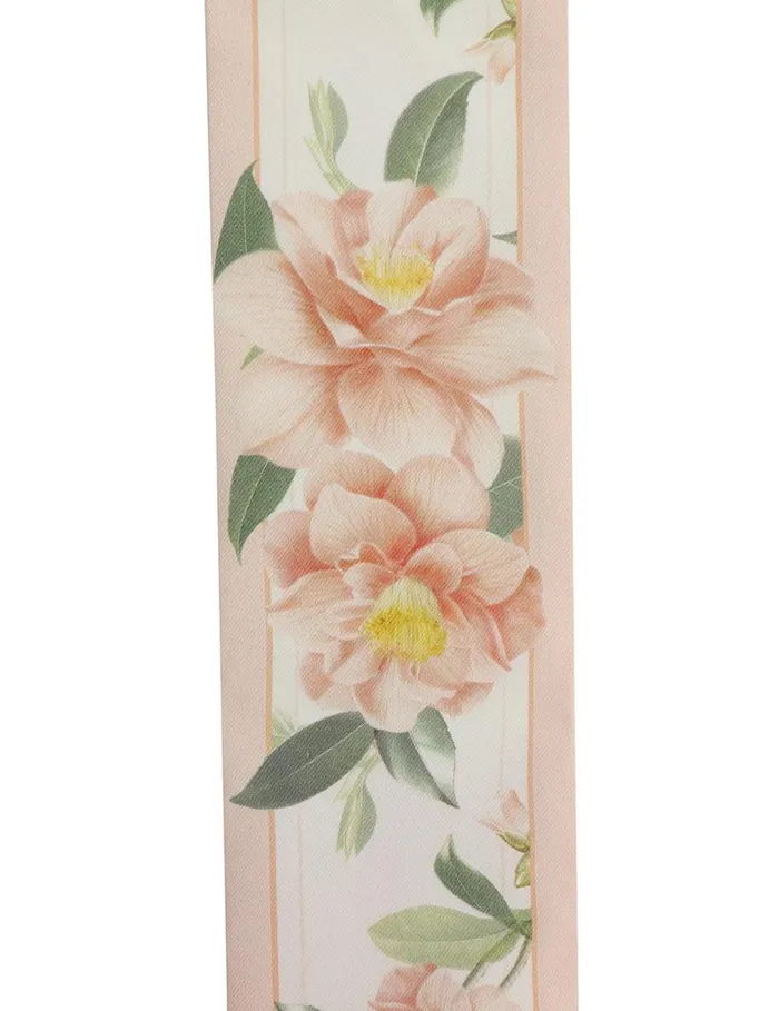 Women Scarves Zimmermann Printed Silk Ribbon Scarf Ivory Camellia