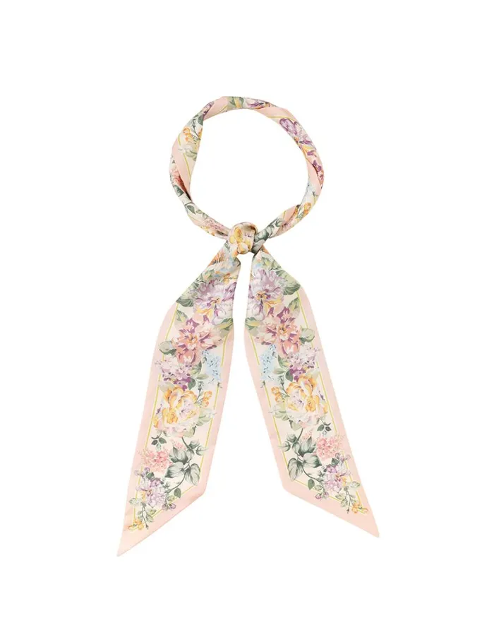 Women Scarves Zimmermann Printed Silk Ribbon Scarf Multi Watercolour Floral