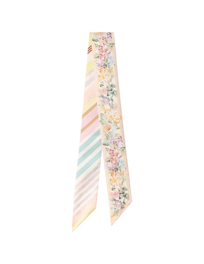 Women Scarves Zimmermann Printed Silk Ribbon Scarf Multi Watercolour Floral