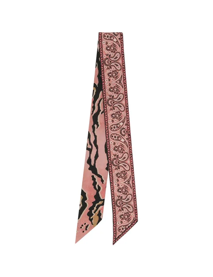 Women Scarves Zimmermann Printed Silk Ribbon Scarf Pink Bandana