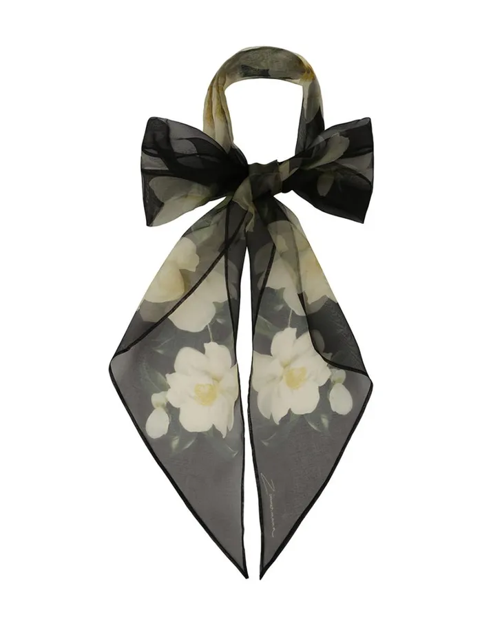Women Scarves Zimmermann Silk Organza Neck Scarf Black Magnolia