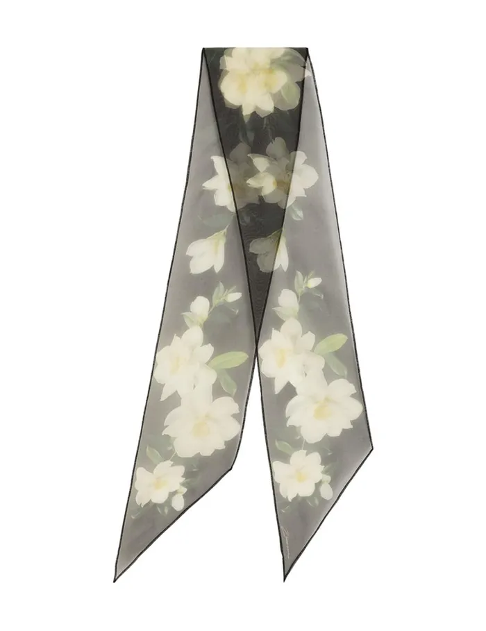 Women Scarves Zimmermann Silk Organza Neck Scarf Black Magnolia