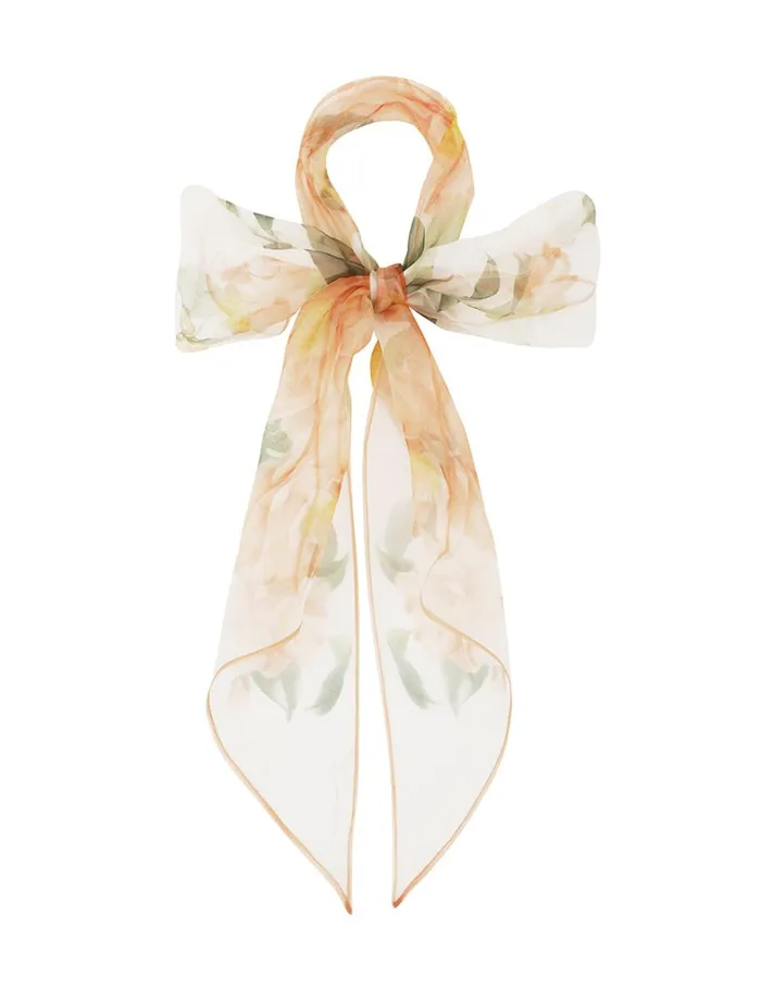 Women Scarves Zimmermann Silk Organza Neck Scarf Ivory Camellia