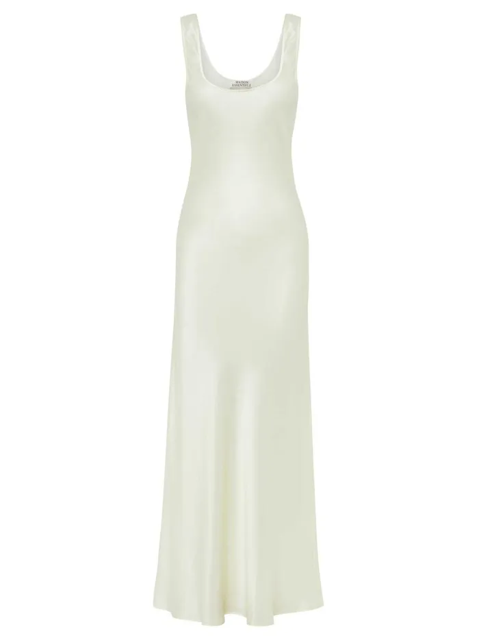Women Scoop Neck Maxi Ivory The UNDONE Dresses