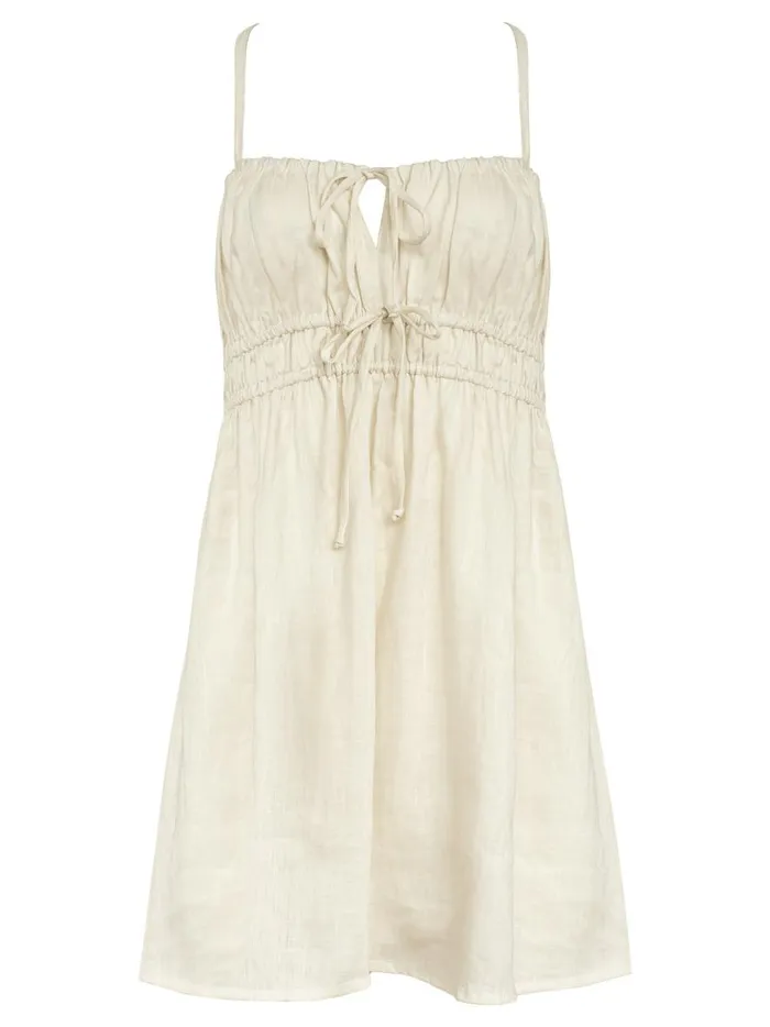 Women Shivka Mini Dress Egg Shell The UNDONE Dresses