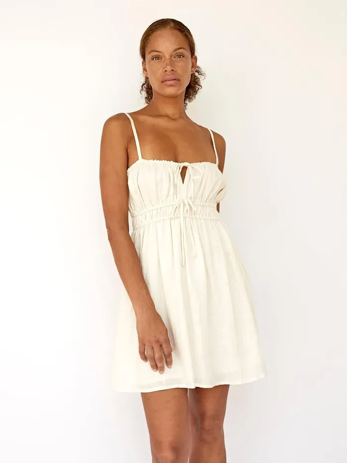 Women Shivka Mini Dress Egg Shell The UNDONE Dresses