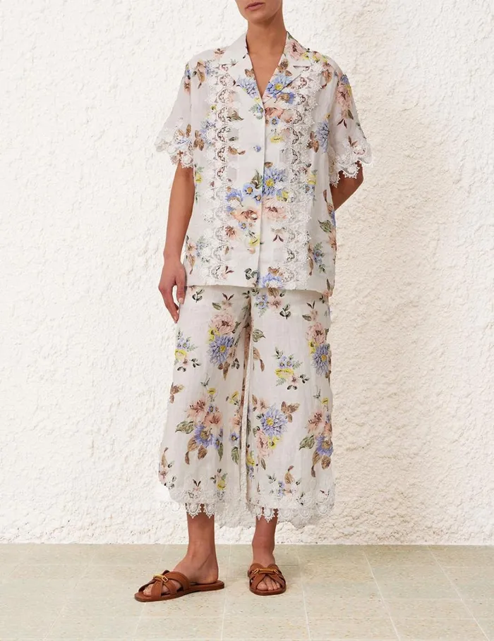 Women Shorts and Pants Zimmermann Applique Culottes Blue Floral