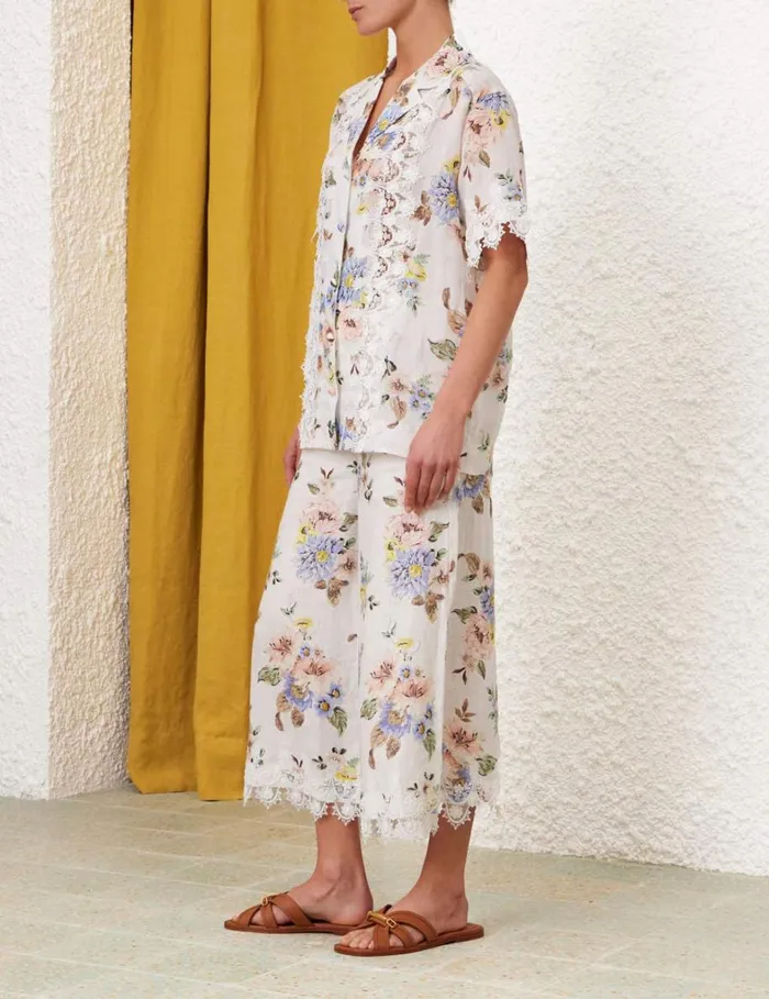 Women Shorts and Pants Zimmermann Applique Culottes Blue Floral