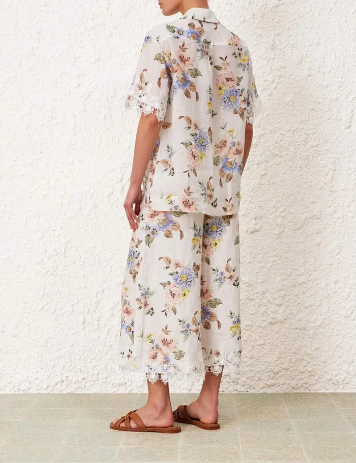 Women Shorts and Pants Zimmermann Applique Culottes Blue Floral